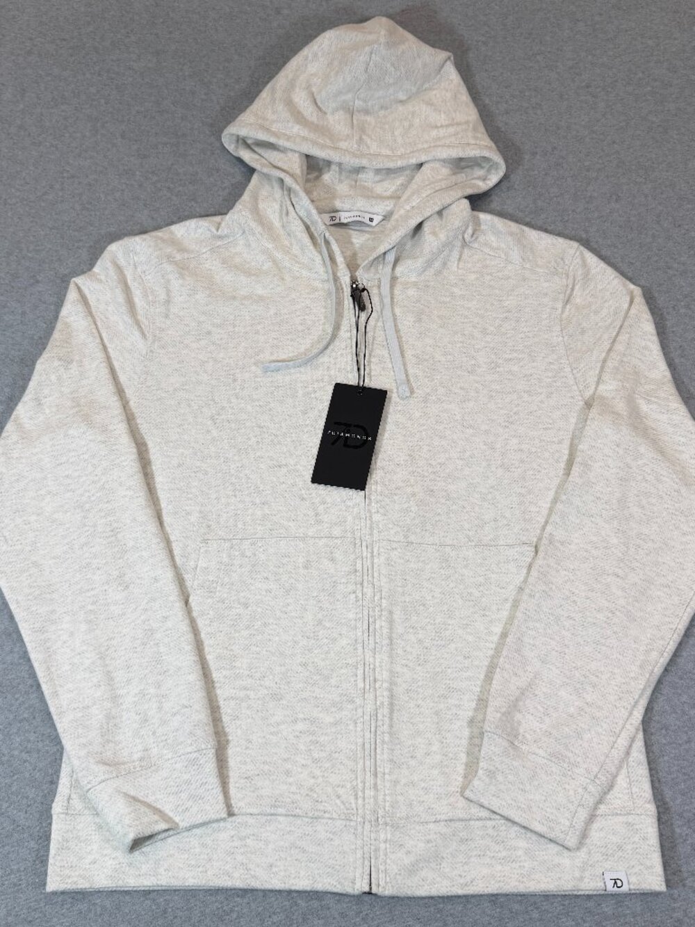 7 Diamonds Generation Full Zip Soft Hoodie Mens Medium Ecru Stretch Jacquard NWT